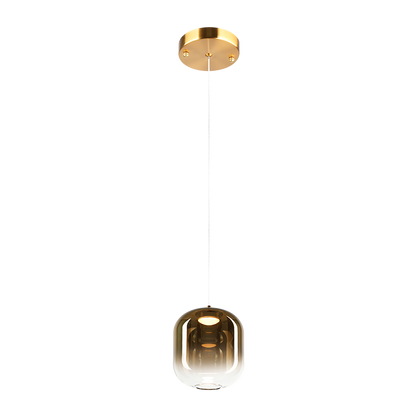 Matteo Lighting Refrax 6" LED Pendant in Aged Gold Brass + Gold Glass (C37401AGAG) – alternate view