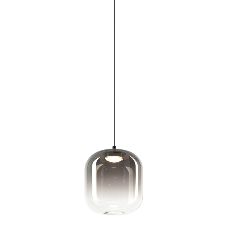 Matteo Lighting Refrax 6" LED Pendant in Matte Black + Smoke Glass (C37401MBSM)