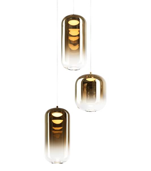 Matteo Lighting Refrax 12" 3-Light LED Chandelier in Aged Gold Brass + Gold Glass (C37403AGAG)