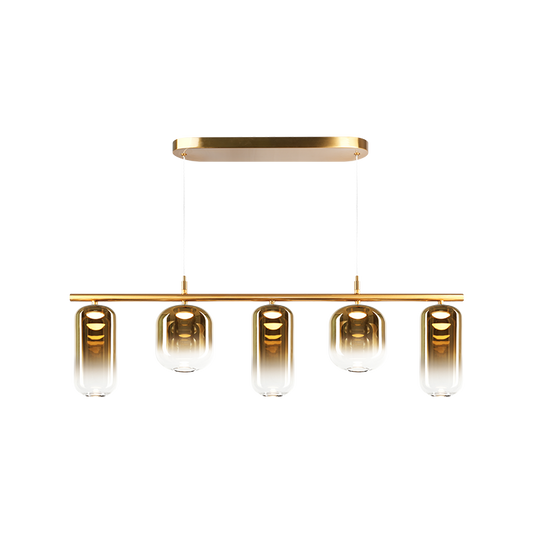 Matteo Lighting Refrax 36" 5-Light LED Linear Chandelier in Aged Gold Brass + Gold Glass (C37405AGAG)