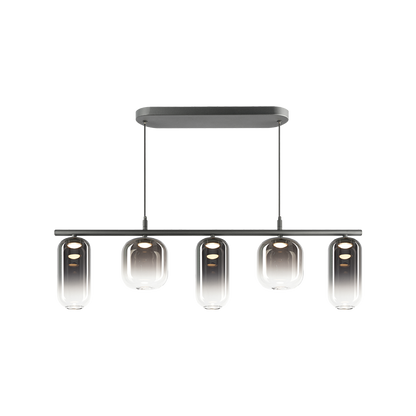 Matteo Lighting Refrax 36" 5-Light LED Linear Chandelier in Matte Black + Smoke Glass (C37405MBSM)