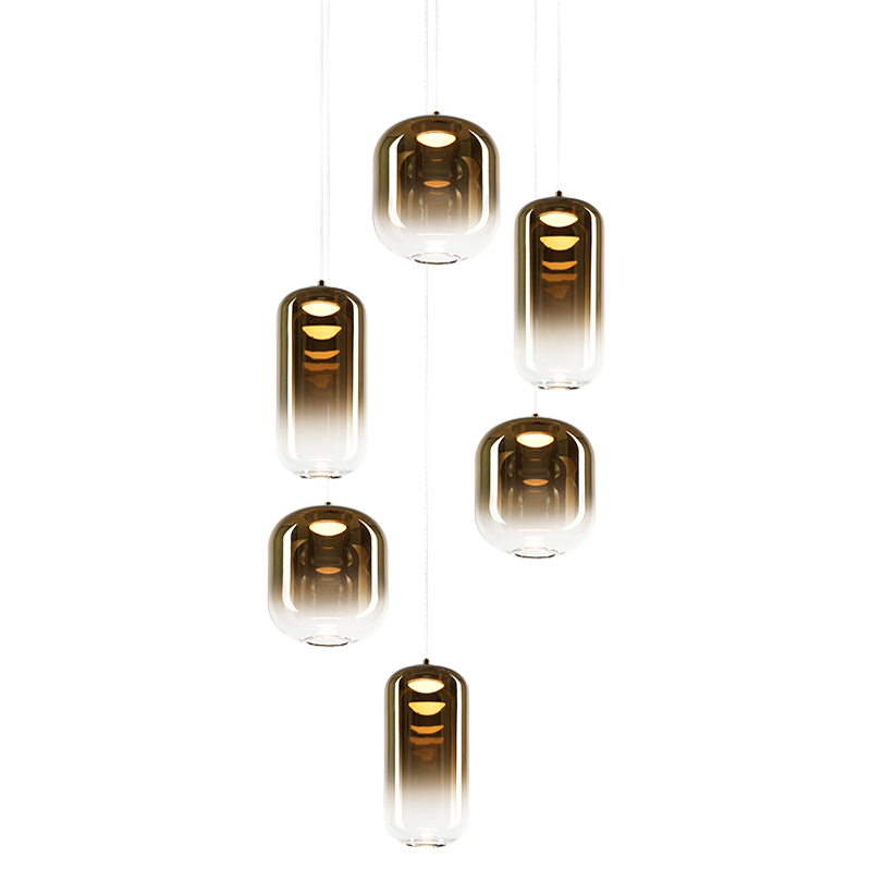 Matteo Lighting Refrax 17" 6-Light LED Chandelier in Aged Gold Brass + Gold Glass (C37406AGAG)