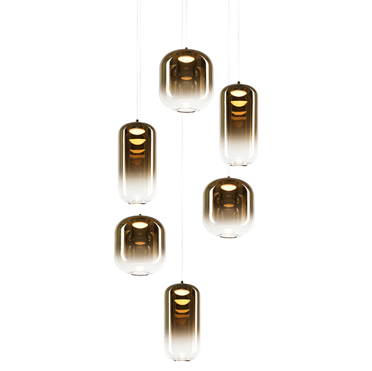 Matteo Lighting Refrax 17" 6-Light LED Chandelier in Aged Gold Brass + Gold Glass (C37406AGAG)