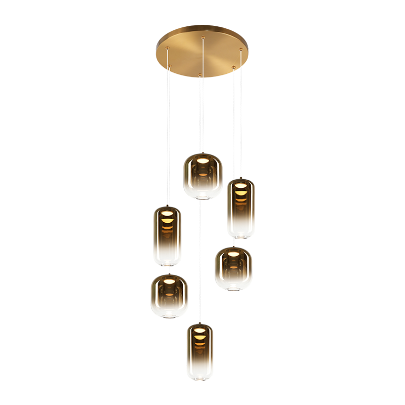 Matteo Lighting Refrax 17" 6-Light LED Chandelier in Aged Gold Brass + Gold Glass (C37406AGAG) – alternate view