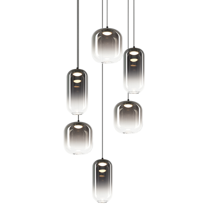 Matteo Lighting Refrax 17" 6-Light LED Chandelier in Matte Black + Smoke Glass (C37406MBSM)