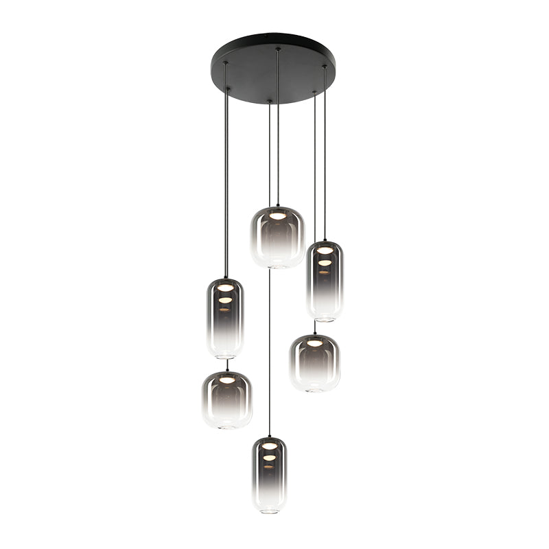 Matteo Lighting Refrax 17" 6-Light LED Chandelier in Matte Black + Smoke Glass (C37406MBSM) – alternate view