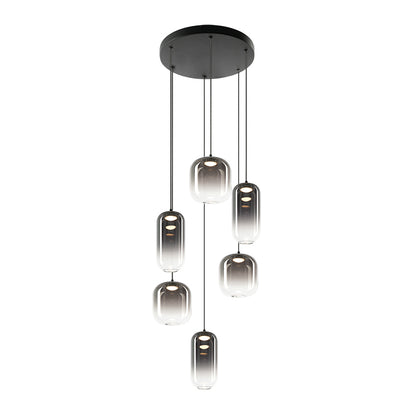 Matteo Lighting Refrax 17" 6-Light LED Chandelier in Matte Black + Smoke Glass (C37406MBSM) – alternate view