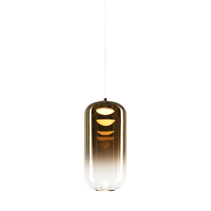 Matteo Lighting Refrax 4" LED Pendant in Aged Gold Brass + Gold Glass (C37411AGAG)
