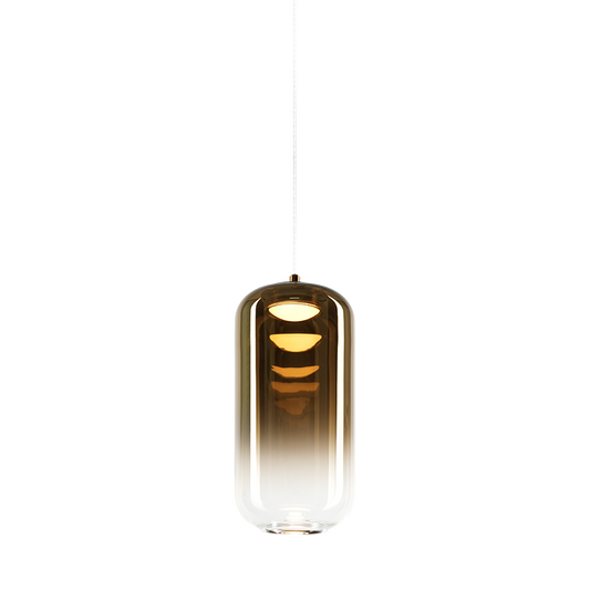 Matteo Lighting Refrax 4" LED Pendant in Aged Gold Brass + Gold Glass (C37411AGAG)