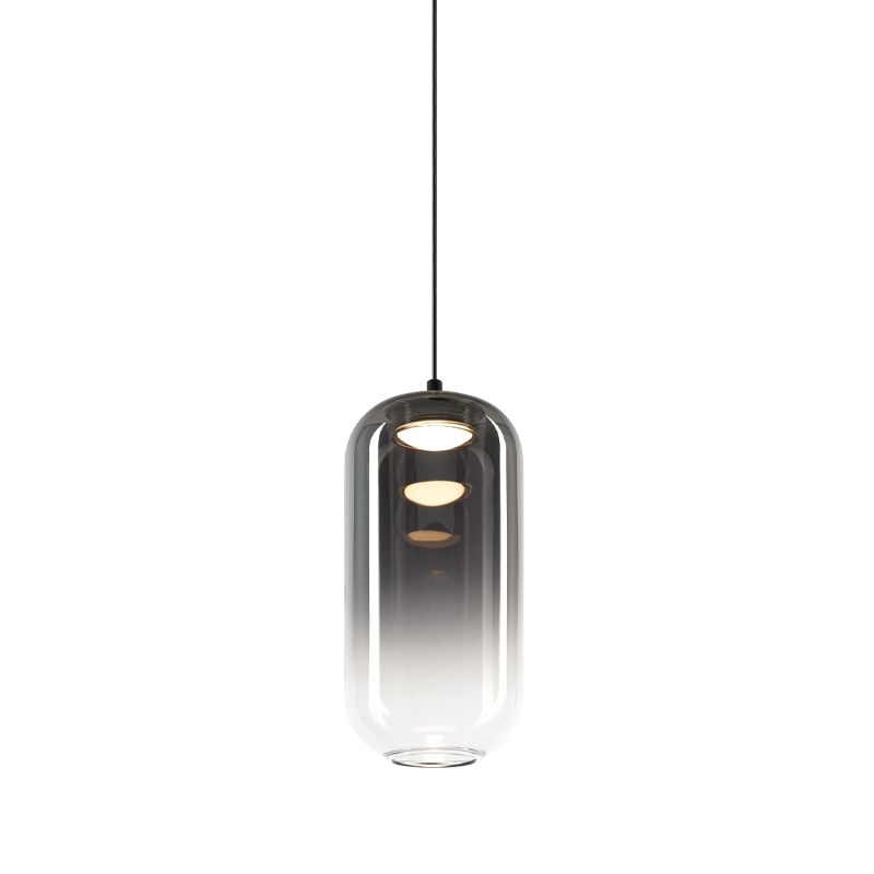 Matteo Lighting Refrax 4" LED Pendant in Matte Black + Smoke Glass (C37411MBSM)