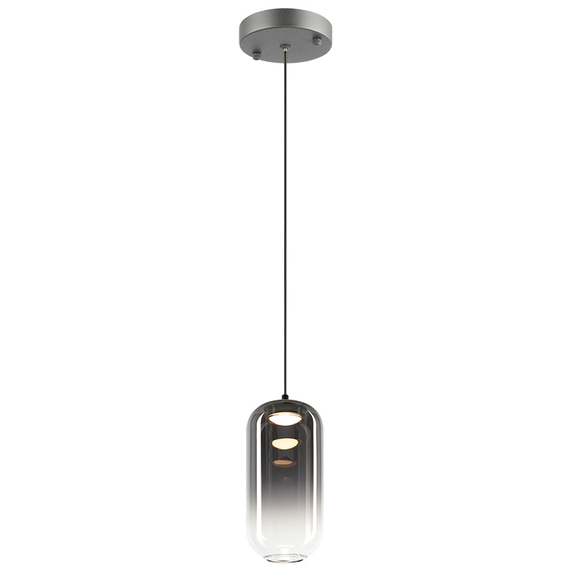 Matteo Lighting Refrax 4" LED Pendant in Matte Black + Smoke Glass (C37411MBSM) – alternate view