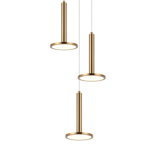 Matteo Lighting Extraterrestrial 13" 3-Light LED Chandelier in Aged Gold Brass (C37703AG)