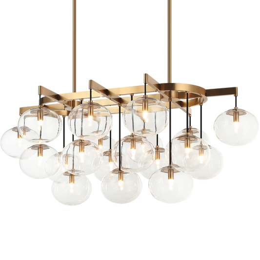 Matteo Lighting Bulbus 46" 19-Light Linear Chandelier in Aged Gold Brass (C38119AG)