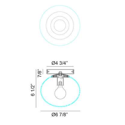 Matteo Lighting Bulbus 7" Flush Mount – line drawing with dimensions