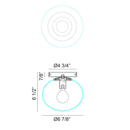 Matteo Lighting Bulbus 7" Flush Mount – line drawing with dimensions
