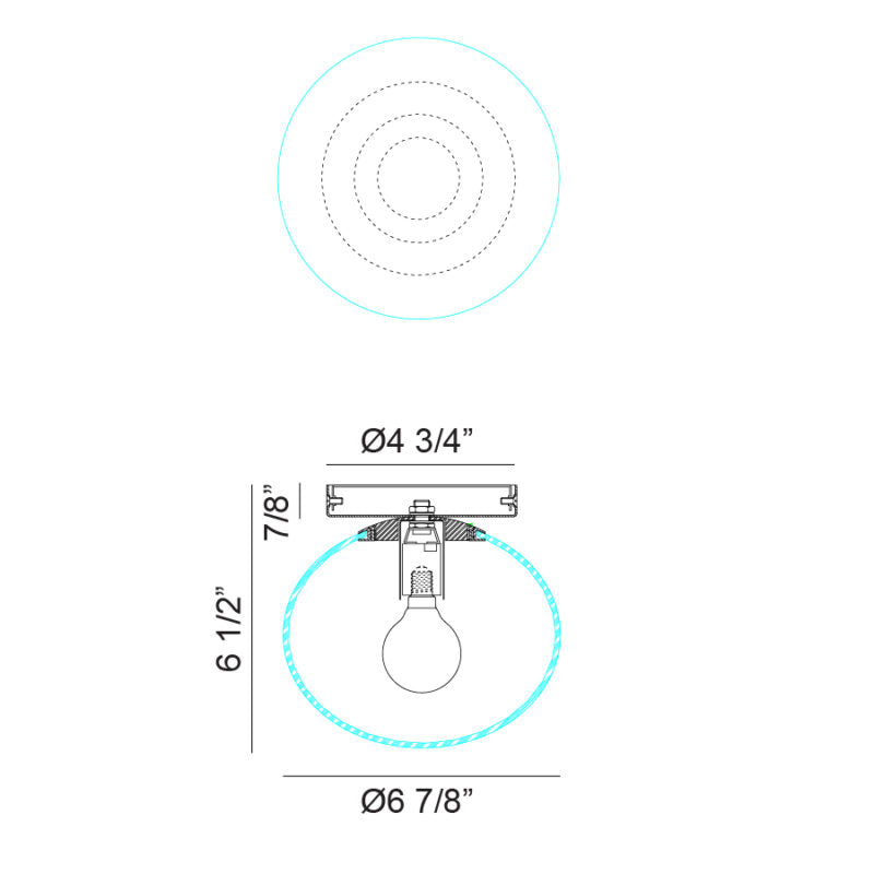 Matteo Lighting Bulbus 7" Flush Mount – line drawing with dimensions