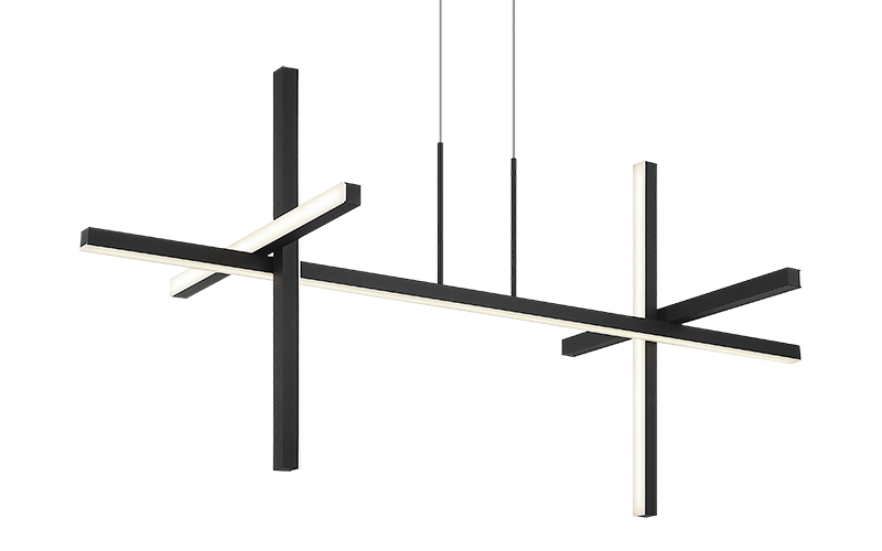 Matteo Lighting Crosley 44" 5-Light LED Linear Chandelier in Matte Black (C38944MB) – alternate view