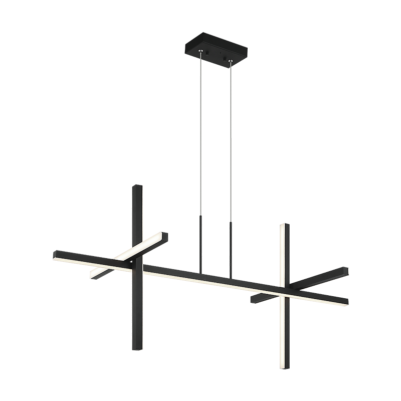Matteo Lighting Crosley 44" 5-Light LED Linear Chandelier in Matte Black (C38944MB) – alternate view