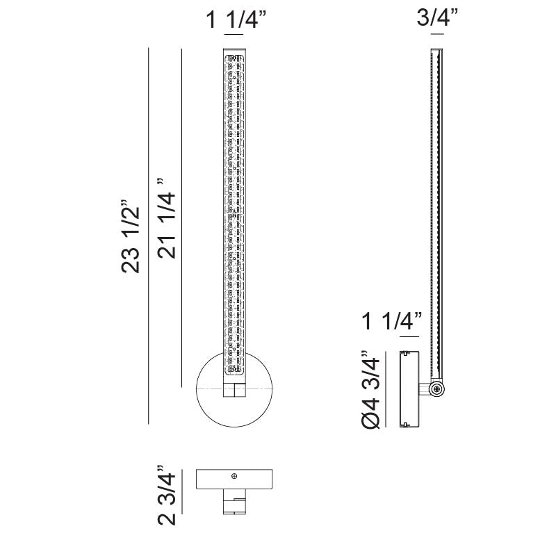 Matteo Lighting Archie 23" LED Bath Vanity Light – line drawing with dimensions