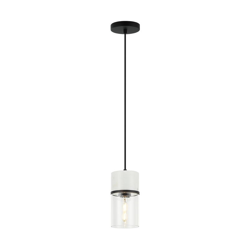 Matteo Lighting Marmor 1-Light Pendant in Matte Black + White Marble (C39901MB) – alternate view
