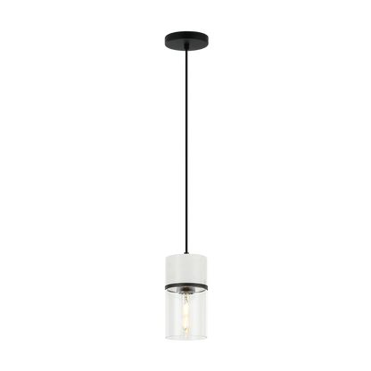 Matteo Lighting Marmor 1-Light Pendant in Matte Black + White Marble (C39901MB) – alternate view