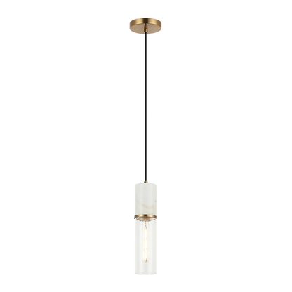 Matteo Lighting Marmor 3" Pendant in Aged Gold Brass + White Marble (C39911AG) – alternate view