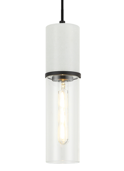 Matteo Lighting Marmor 3" Pendant in Matte Black + White Marble (C39911MB)