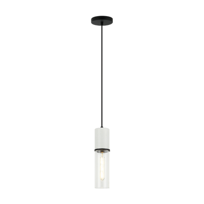 Matteo Lighting Marmor 3" Pendant in Matte Black + White Marble (C39911MB) – alternate view