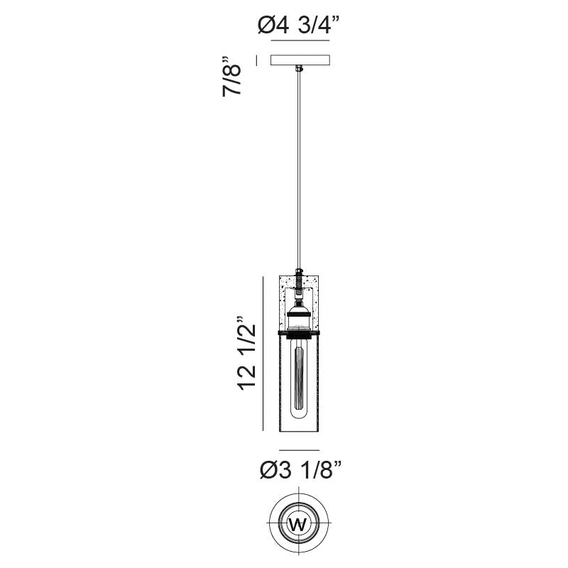 Matteo Lighting Marmor 3" Pendant – line drawing with dimensions