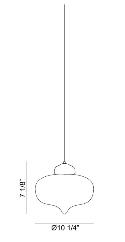 Matteo Lighting Irresistible Organic Charm 10" Pendant – line drawing with dimensions