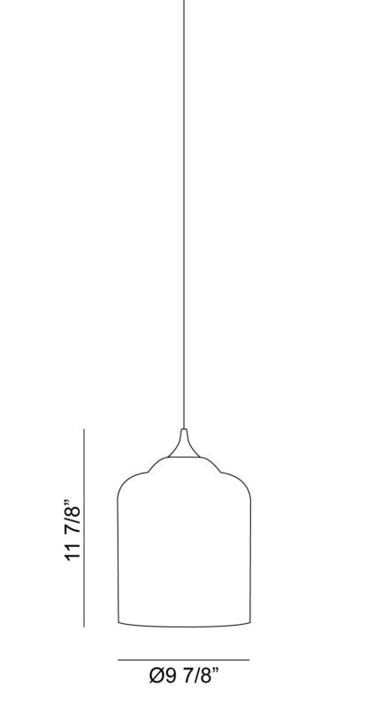 Matteo Lighting Irresistible Organic Charm 10" Tall Pendant – line drawing with dimensions