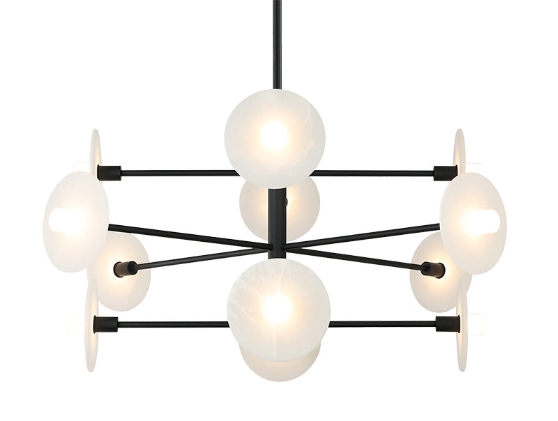 Matteo Lighting Monument 42" 12-Light Chandelier in Matte Black (C42612MB)