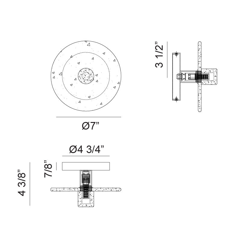 Matteo Lighting Monument 7" Alabaster Wall Sconce – line drawing with dimensions