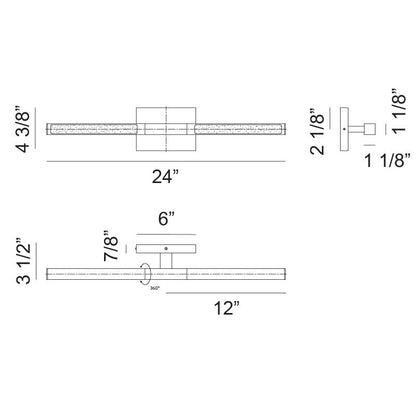 Matteo Lighting Lineal 24" LED Wall Sconce – line drawing with dimensions