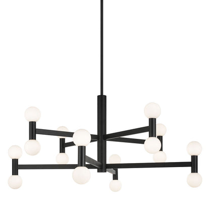 Matteo Lighting Interstellar 42" 16-Light Chandelier in Matte Black (C44116MBOP)