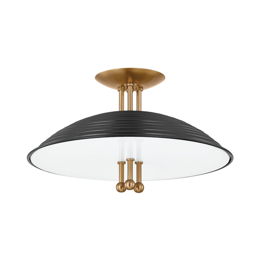 Troy Larkin Semi-Flush Mount Patina Brass / Soft Black