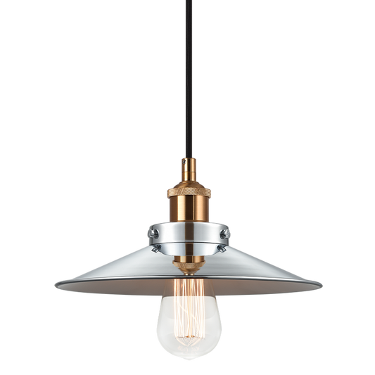 Matteo Lighting Bulstrode's Workshop 10" Pendant in Aged Gold Brass / Chrome with White Interior (C46111AGCH)