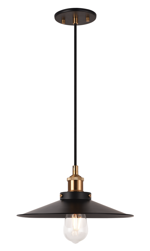 Matteo Lighting Bulstrode's Workshop 12" Pendant in Aged Gold Brass / Black with White Interior (C46112AGBK) – alternate view