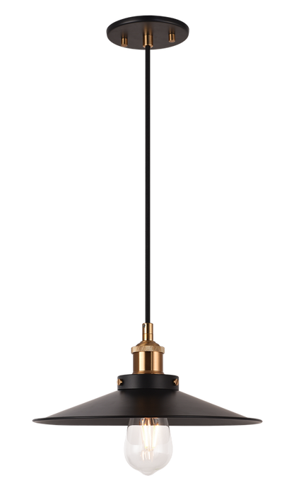 Matteo Lighting Bulstrode's Workshop 12" Pendant in Aged Gold Brass / Black with White Interior (C46112AGBK) – alternate view