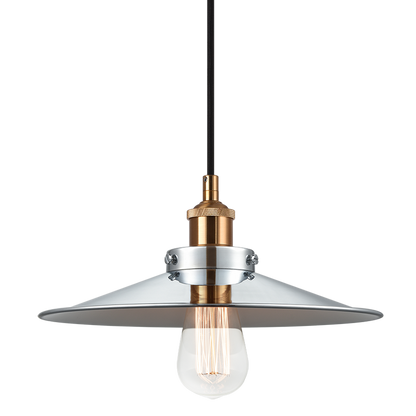 Matteo Lighting Bulstrode's Workshop 12" Pendant in Aged Gold Brass / Chrome with White Interior (C46112AGCH)