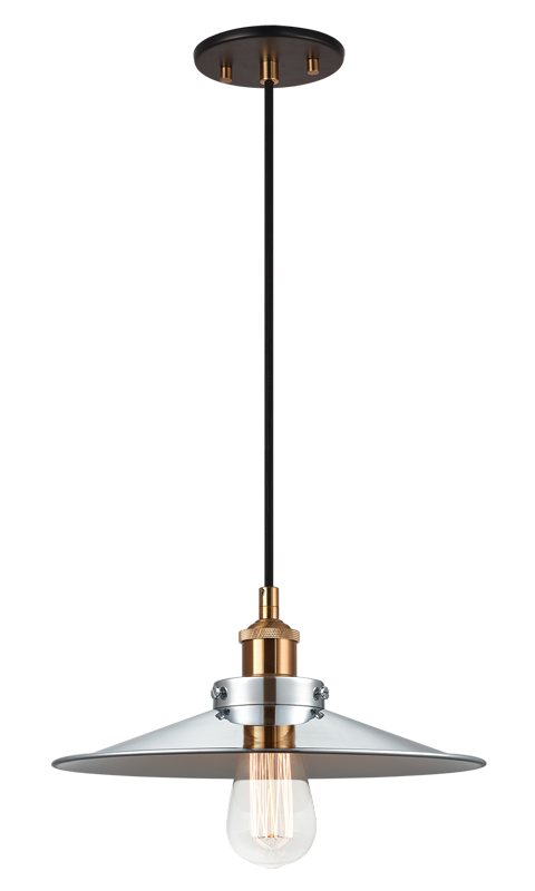 Matteo Lighting Bulstrode's Workshop 12" Pendant in Aged Gold Brass / Chrome with White Interior (C46112AGCH) – alternate view