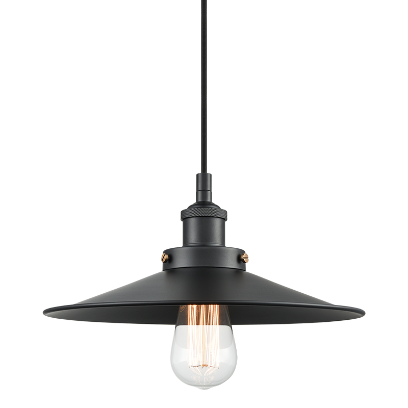 Matteo Lighting Bulstrode's Workshop 12" Pendant in Black / Black with White Interior (C46112BKBK)