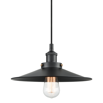 Matteo Lighting Bulstrode's Workshop 12" Pendant in Black / Black with White Interior (C46112BKBK)