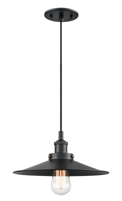 Matteo Lighting Bulstrode's Workshop 12" Pendant in Black / Black with White Interior (C46112BKBK) – alternate view