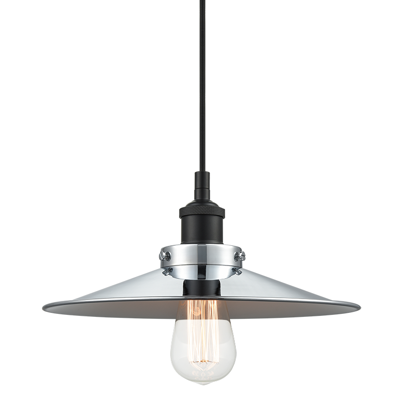 Matteo Lighting Bulstrode's Workshop 12" Pendant in Black / Chrome with White Interior (C46112BKCH)