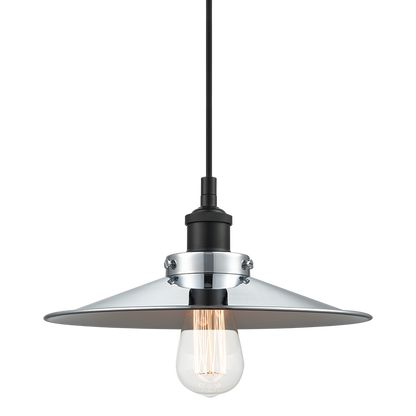 Matteo Lighting Bulstrode's Workshop 12" Pendant in Black / Chrome with White Interior (C46112BKCH)