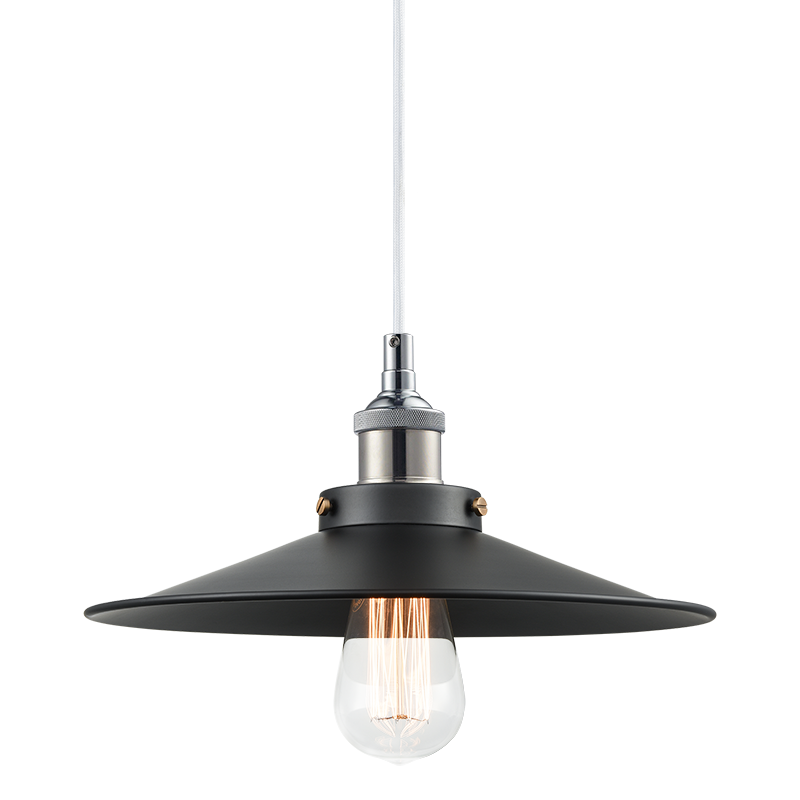 Matteo Lighting Bulstrode's Workshop 12" Pendant in Chrome / Black with White Interior (C46112CHBK)