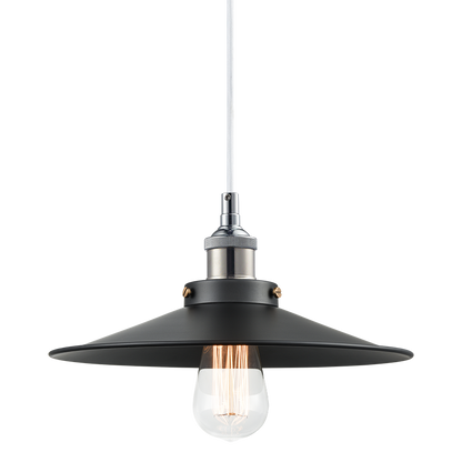 Matteo Lighting Bulstrode's Workshop 12" Pendant in Chrome / Black with White Interior (C46112CHBK)