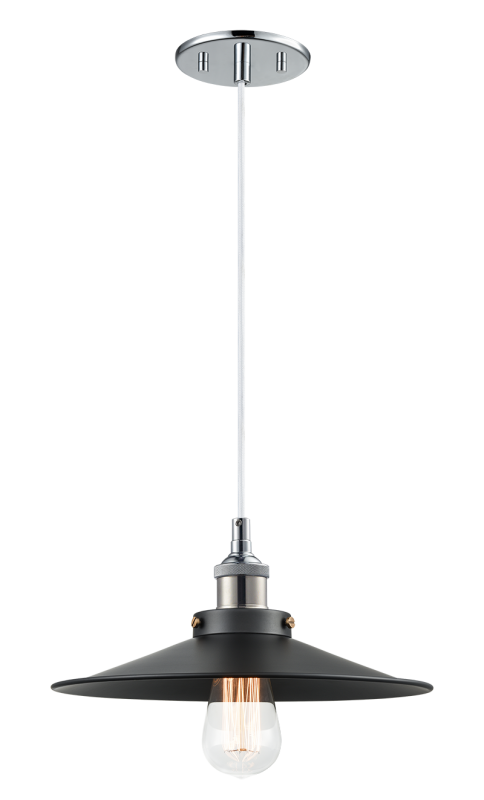 Matteo Lighting Bulstrode's Workshop 12" Pendant in Chrome / Black with White Interior (C46112CHBK) – alternate view