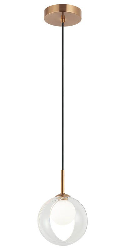 Matteo Lighting Delcia 1-Light Pendant in Aged Gold Brass with Clear Glass, 6.38"L (C60601AGCL) – canopy detail